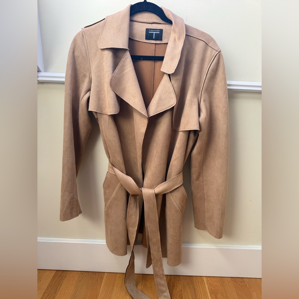 ❌SOLD❌ Tahari Women's Trench Coat, Faux Suede, Size L